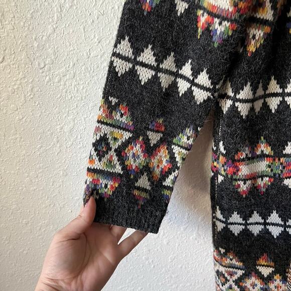 Aztec Southwest Indie Print Cardigan Sweater 3/4 Length Size Small - Picture 4 of 6